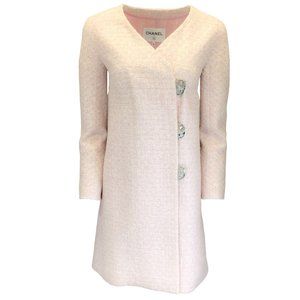 CHANEL LIGHT PINK / ECRU 2016 THREE-BUTTON FANTASY TWEED COAT